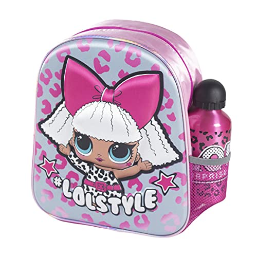 Cerdá - Mochila con Botella de Agua Infantil LOL Surprise - Licencia Oficial MGA