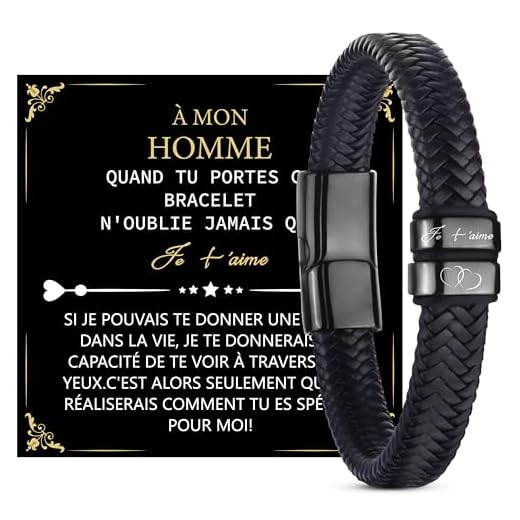 Merclix Idee Cadeau Homme Original Utile Amour Bracelet Homme Cuir Cadeau Saint Valentin Pour Homme Cadeau Pour Son Copain Cadeau Mari Anniversaire Cadeau St Valentin Homme Cadeau Noel Homme