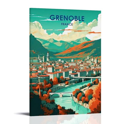 Toile vintage Grenoble France 50x75 cm de ouweri pour une décoration murale élégante