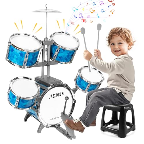 Kids Drum Set 5 Piece Drums Set for Toddlers 3-5, Toddler Drum Set 5-7 Musical Instrument Toys Percussion Birthday for 3 4 5 6 7 8 Years Old Kid Girls Boys
