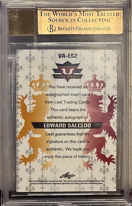 Edward Salcedo Autographed Graded 9.5 Gem Mint Valiant Draft Minor League Card Collectible Baseball Card - 2011 Leaf Valiant Baseball Card #ES2 (Braves)