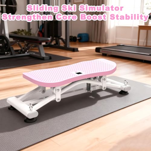 Image of KINMAC 2-in-1 Rocking Stepper with Resistance Bands, Portable Balance Board for Exercise at Home, Quiet Mini Stair Stepper with LCD Monitor, Ski Trainer for Workout Home Gym