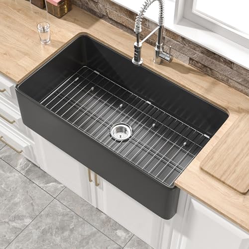 HOMLYLINK Extra Large Black Farmhouse Sink