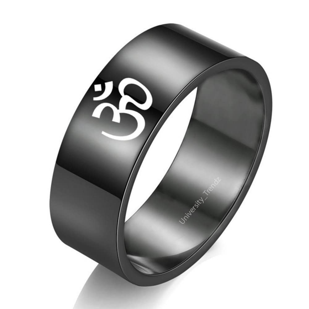 University Trendz Unisex Stainless Steel Religion Sign OM Yoga Band Ring (Black) (B0B4G6LGPZ) Amazon Price History, Amazon Price Tracker