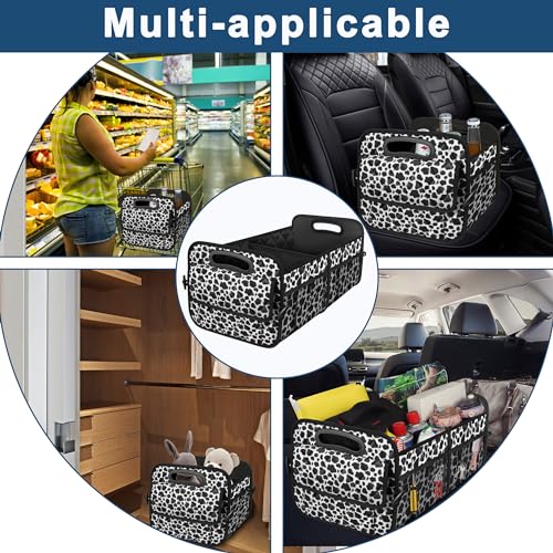 Image of Deosk Trunk Organziers and Storage with Reinforced Handles,Car Accessories for Women /Men 50L Waterproof Polyester Trunk Organzier for Car /SUV /Minivan /Truck(Medium, Cow print)