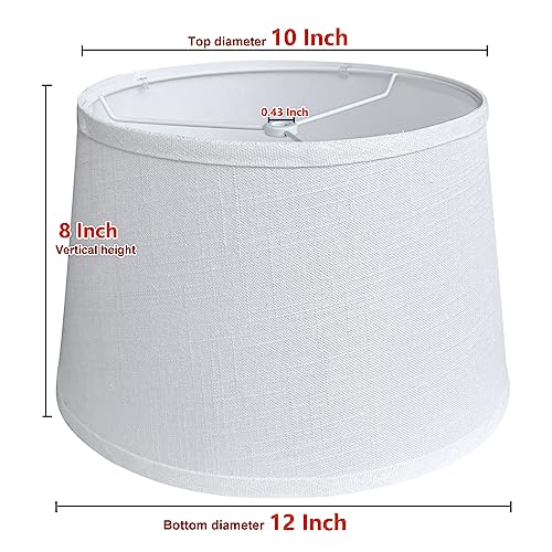 White lamp shades set of 2 TOOTOO STAR double 10x12x8\" fabric natural linen cone drum hand craft medium lamp shade set of 2, lampshade for floor table lamp, spider - Thumbnail 2