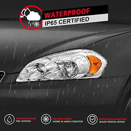 Roadeal Headlights Assembly For 2006 2007 2008 2009 2010 2011 2012 2013 Chevy Impala /2006-2007 Chevy Monte Carlo /2014 2015 Chevy Impala Limited Oe Pair Chrome Housing Gm2502261/Gm2503261 #TOP3