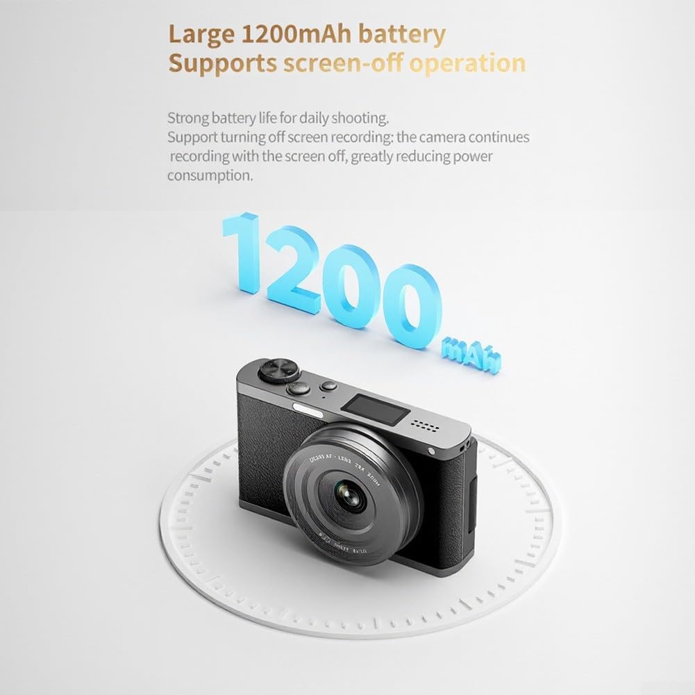 Fotocamera digitale 68MP 4K, zoom ottico 28X con schermo flip a 180°, fotocamera mirrorless per vlogging per fotografia e registrazione video principianti (texture coccodrillo)