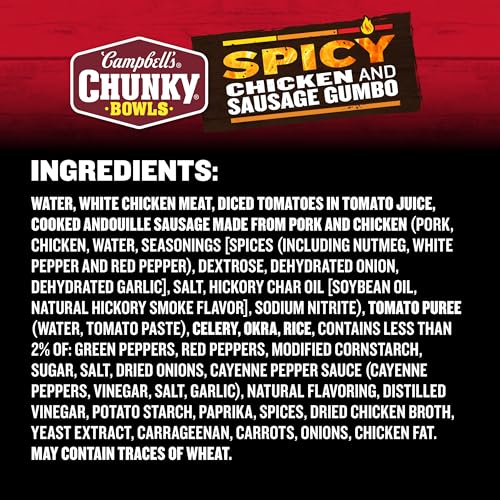 Image of Campbell's Chunky Soup, Spicy Chicken & Sausage Gumbo Soup, 15.25 oz Microwavable Bowl (Case of 8)