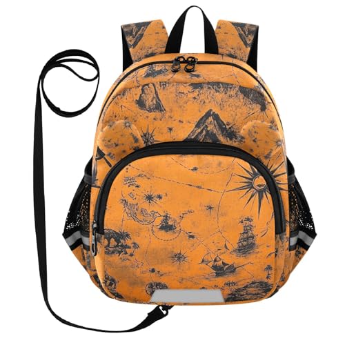 voucong Cute Ears Game Treasure Map - Mochila diaria para niños, correa antipérdida, mochila escolar personalizada con tira reflectante