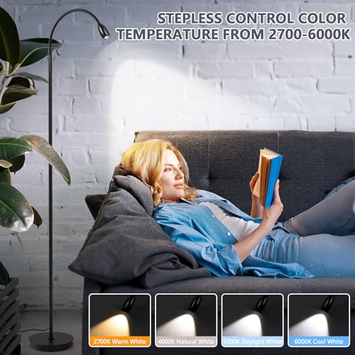 Auzonimics FLL-007-F2 Reading Floor Lamp, 72 Inch Tall Led Lamp With Flexible Gooseneck, Dimmable Zoomable Spotlight thumb #2
