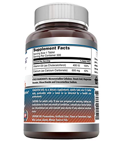 Amazing Formulas Calcium With Vitamin D3 500 Tablets Supplement | Non-Gmo | Gluten Free | Made In Usa #TOP1
