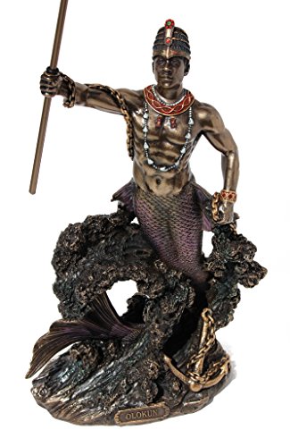 Estatua Olokun propietario del mar profundo bronce miniatura 6