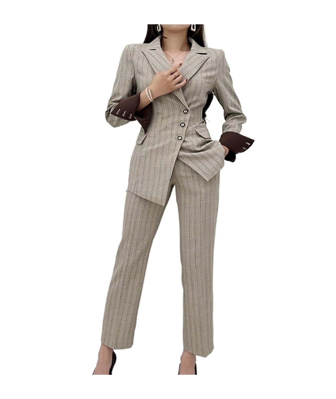 Conjunto Formal de Dos Piezas Autumn Winner, Elegante Traje Manga Larga, Chaqueta y pantalón, Trajes Casuales for Mujer para Negocios, Trabajo, Oficina, Formal