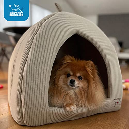 Pet Tent-Soft Bed For Dog And Cat By Best Pet Supplies - Beige Corduroy, 19" X 19" X H:19" #TOP3