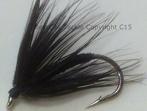 Negro y PEACOCK SPIDER mosca mojada tamaño del paquete 10-14 doce trucha vuela mofred