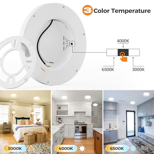 Flush Mount Ceiling Light Fixtures - 3000K-4000K-6500K & 100W Equivalent Flat Led Lights for Room Ceiling,7.5Inch Ultra Thin Round White Ceiling Lights for Living Room,Bedroom,Kitchen,Bathroom,Hallway - Image 4
