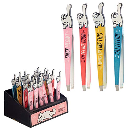 Simons Cat Cat Shaped Tweezers with Angled Tip