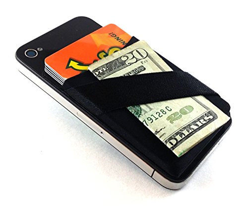 PhonePouch Credit Card ID Holder Stick On Adhesive Card Holder Wallet Case for iPhone and Android (Black)