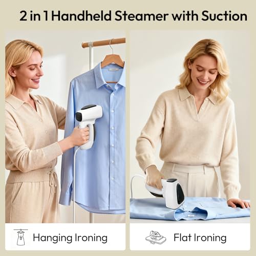 3500Pa Vacuum Steamer for Clothes - 2 in 1 Portable Suction Handheld Vacuum Iron, 30s Rapid Preheating, Auto-off, Light Steamer for Travel/Home, Fathers Day Dad Gifts - image 6