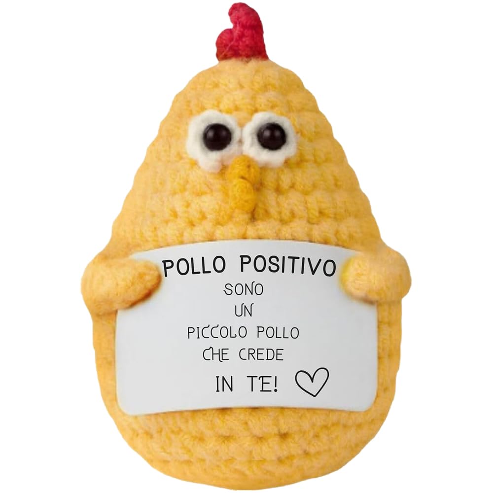 Cassonetto Porta Fortuna Con Supporto Emotivo – Peluche Fatto A Mano Con Messaggio Ispiratore, Regalo Divertente Per Scrivania, Colore Giallo - 2