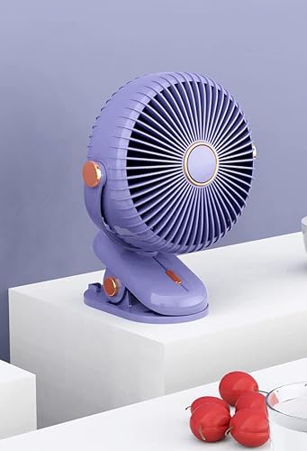 Ventilador portátil con clip, funciona con pilas, pequeño y potente ventilador de escritorio USB, mini ventilador de mesa recargable silencioso de 3