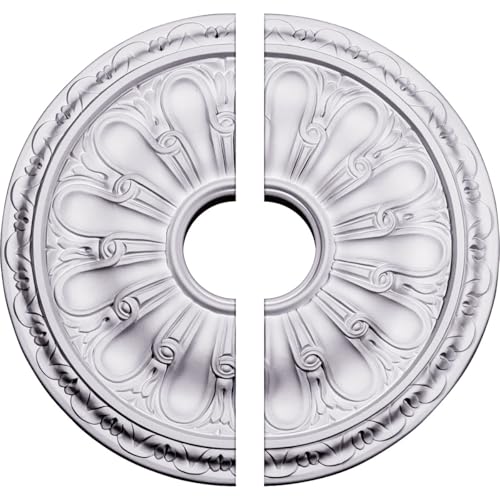 Image of Ekena Millwork CM16KI2-03500 15 3 /4 inchOD x 3 1 /2 inchID x 5 /8 inchP Kirke Ceiling Medallion, Fits Canopies up to 3-3 /4 inch, 2 Piece
