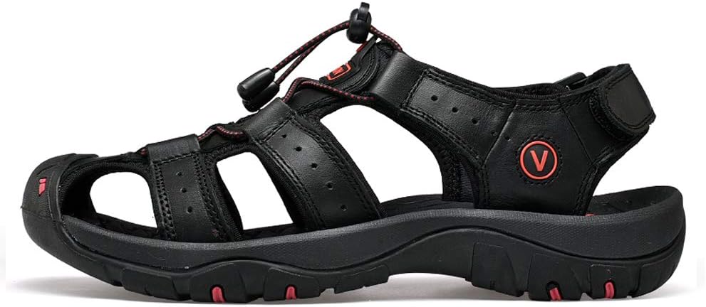 Sports Outdoor Sandals Summer Men's Beach Shoes Closed-Toe Shoes Leather Casual Trekking Walking Hiking Touch Close Strap Sandals for Men 3 519UpCyHDfL. AC SL1000