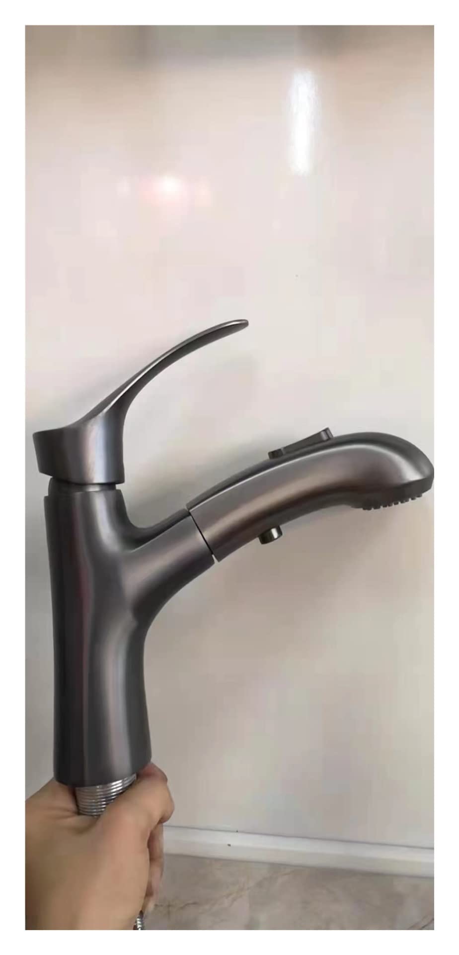 HJCMOONB Bathroom Basin Pull Out Faucets Stainless Steel Faucet Hot Cold Water Mixer Tap 2 Mode Single Handle Kitchen Taps 4056