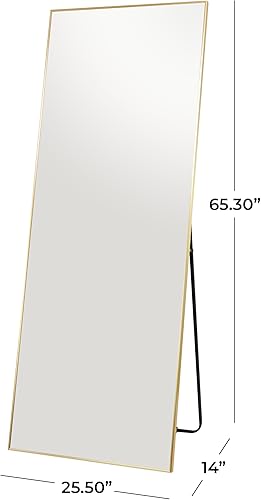 Miniatura 6 de CosmoLiving by Cosmopolitan Espejo de piso de vidrio con soporte, 31 x 14 x 69 pulgadas, color plateado