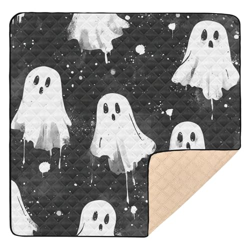 BOESI Watercolor Ghost Baby Play Mat, 50“ X 50” Washable Folding Crawling Mat, Baby Floor Mat, Soft, Non-Slip