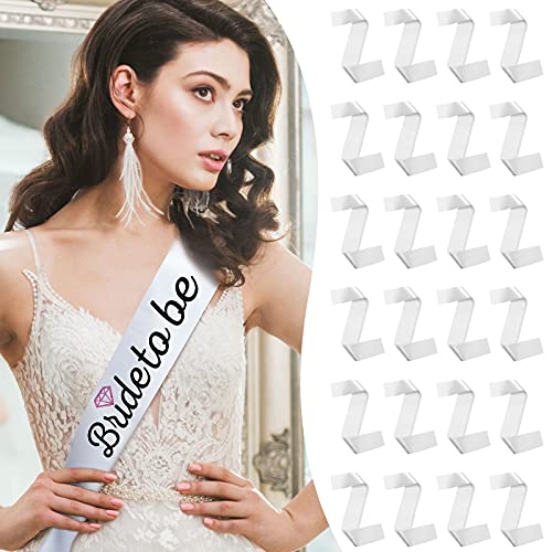 24 Pack Sublimation Blank Satin Sash DIY Plain Pageant Sash for Homecoming Pageants Parades Bachelor Wedding Birthday Party, White