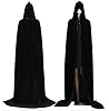 CHSYOO black hooded cloak long cape with hood robe for Halloween costume party witch devil vampire cosplay fancy dress