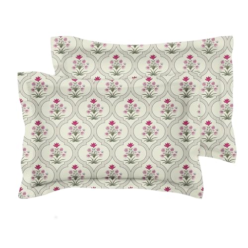 Image of VAS Collections Premium 160 TC Microfiber 3D Printed Pillow Covers | Regular Pillow Cases | 2 Piece Pillow Cover, Queen Size (30 x 20 inches), Greenish Yellow