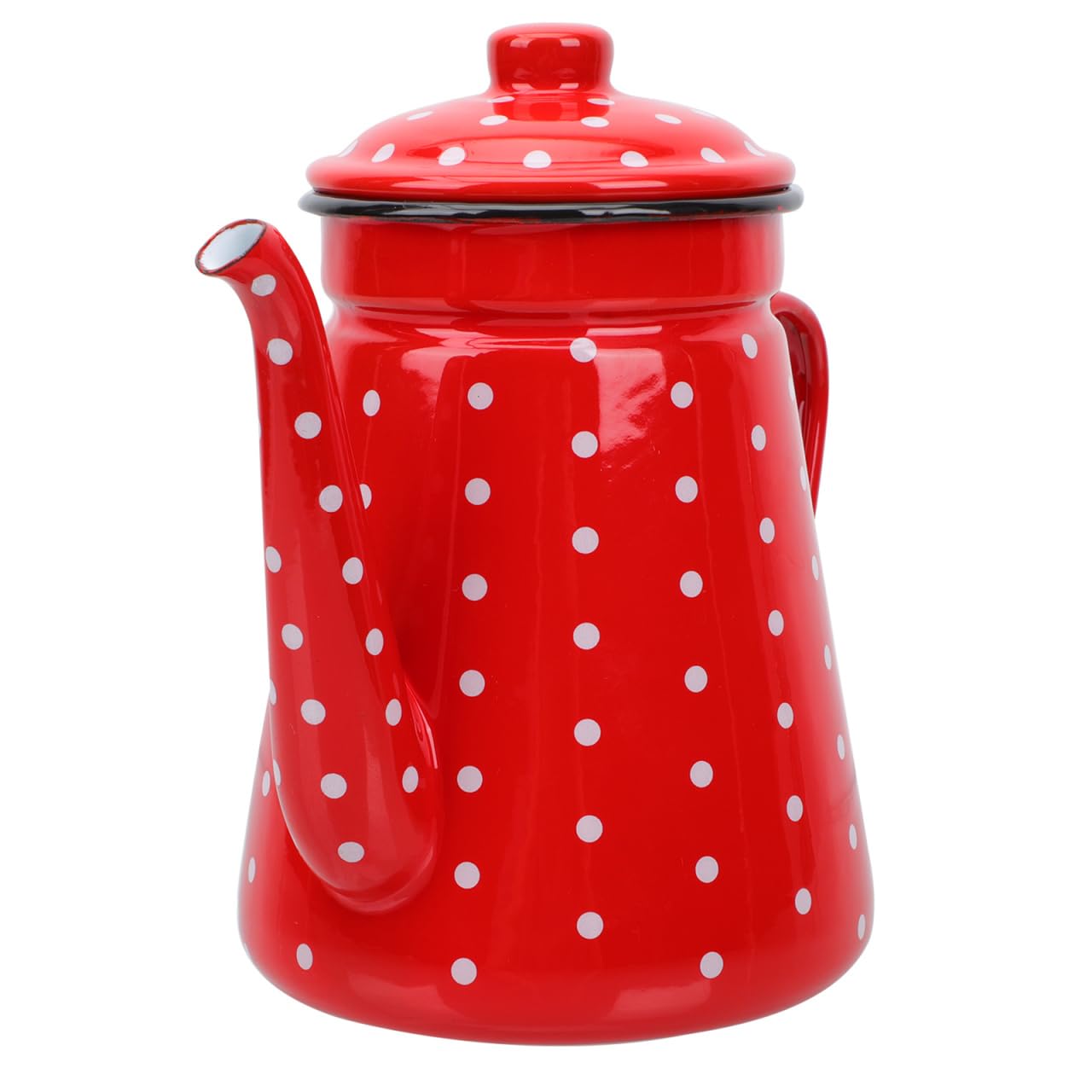 Housoutil Cafetera esmaltada de 1,5 l, boquilla estrecha de esmalte rojo, con gran caño para el hogar, para cocina y camping