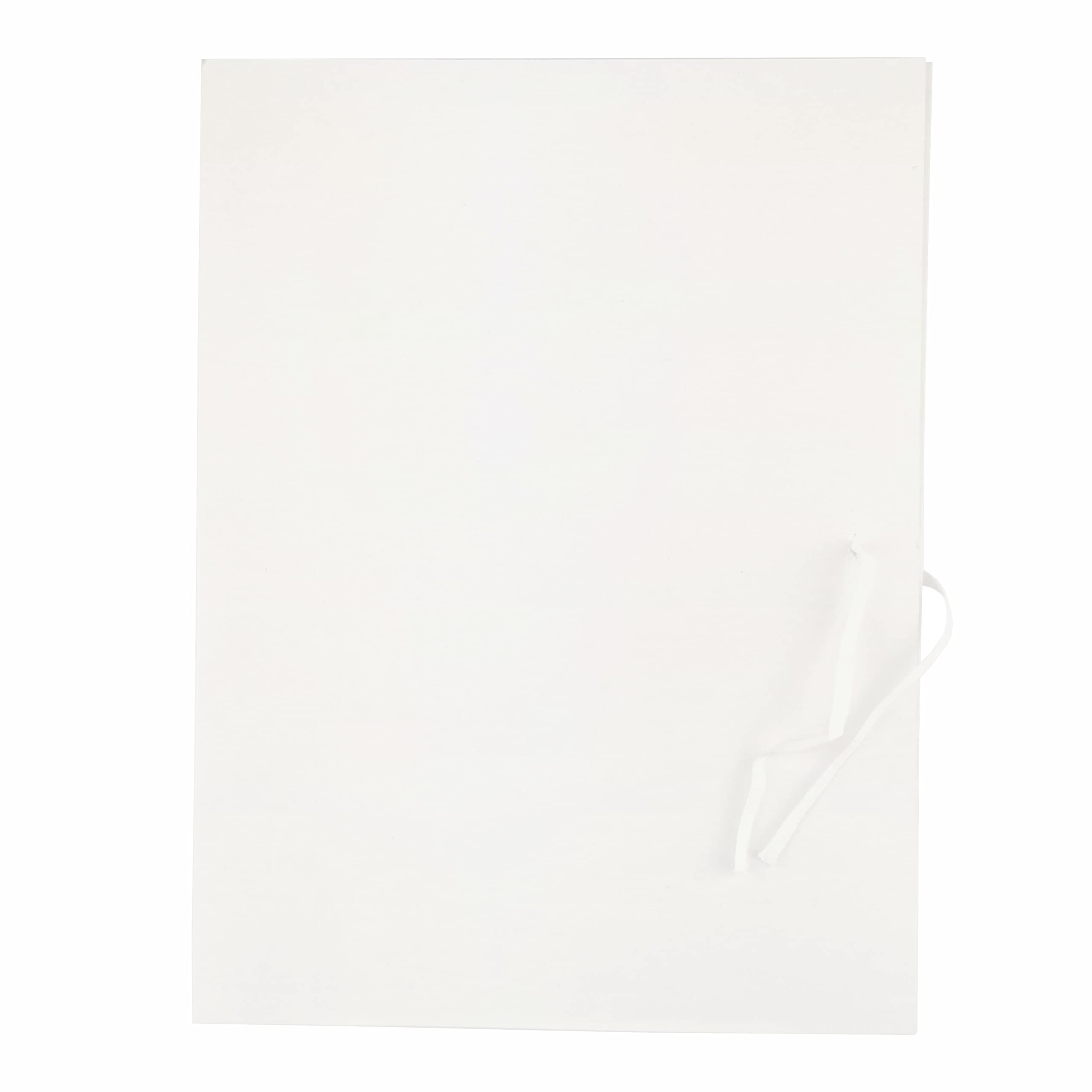 D.RECT Pack of 50 Cardboard folders, Post Folder with Ribbon Closure, 250 g, White