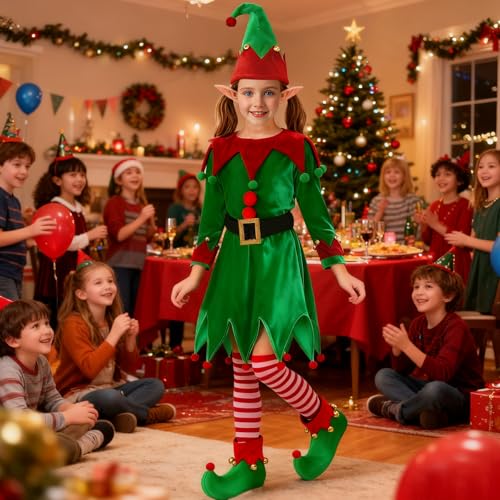 Disfraz de Elfo Navideño para Niñas Kit 6 Piezas miniatura 2