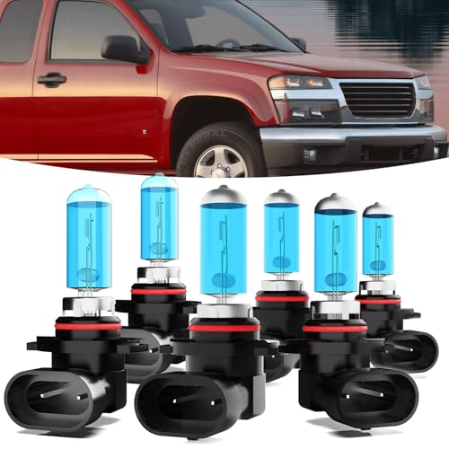 Image of Halogen Headlights Fit For GMC Canyon 2004-2012 Headlight Bulbs,9005 /HB3 /H10 High Beam+ 9006 /HB4 Low Beam+ 9145 /9140 Fog Light Combo,Plug And Play,Pack of 6 (GMC Canyon 2004-2012)