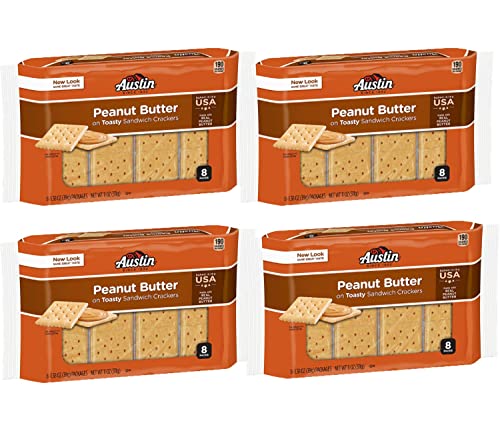 Austin, Toasty Round Crackers With Peanut Butter, 8 Count, 11.4oz Tray (Pack of 4) - image 1