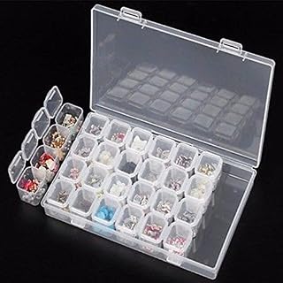 Gemini_mall® 28 Grids Diamond Embroidery Box Adjustable Storage Boxes Diamond Painting Accessories for DIY Craft (Clear)