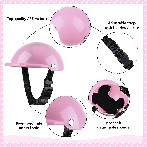 Kleiner Hundehelm-Schutzbrille, UV-Schutz, Hunde-Sonnenbrille, Haustier-Hundebrille, Motorrad, Harte Sicherheitshut mit verstellbarem Gürtel, Augenkopfschutz für Welpenreiten, Größe S (Rosa)