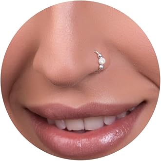 Jolliz Silver Nose Hoop - Tiny Thin 7mm 20 Gauge White Opal Nose Piercing Ring - 925 Sterling SIlver Nose Rings For Women - Handmade Nose Jewelry - Gift Ready