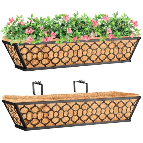 Riare 2 Pack 24 Inch Window Boxes Planters with Coco