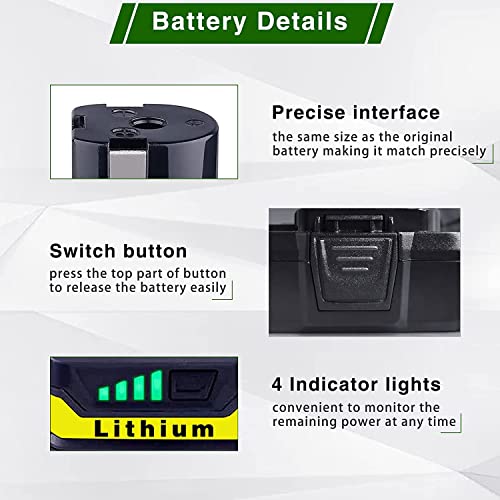 Image of DTK Battery Replacement for Ryobi 18V Battery One Plus P102 P103 P104 P105 P107 P108 P109 P190 P122 18V ONE+ Batteries Replacement 3.6Ah 2Packs
