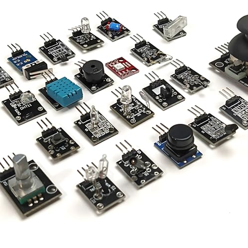 Image of 24-in-1 Sensor Module Kit Compatible with UNO, RPi, ESP32 - Includes Temperature, Light, Sound, Touch, IR, Tilt, RGB LED, Joystick, Buzzer, and More