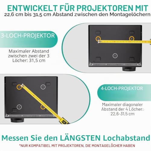 WALI Beamer Deckenhalterung,Universelle Beamer Wandhalterung mit 33–54 cm Verlängerungsstange für LCD/DLP Projektoren,Beamer Halterung Tragfähigkeit bis 20 kg (PM-003-B),Schwarz