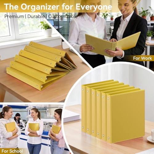 Image of SUIN 1 Inch 3 Ring Binder, Clear 1'' View Presentation Binders with 2 Pockets, Fits 8.5 x 11 Letter Size, Durable Polypropylene, Non-Stick & PVC-Free for School, Office & Home (Yellow)