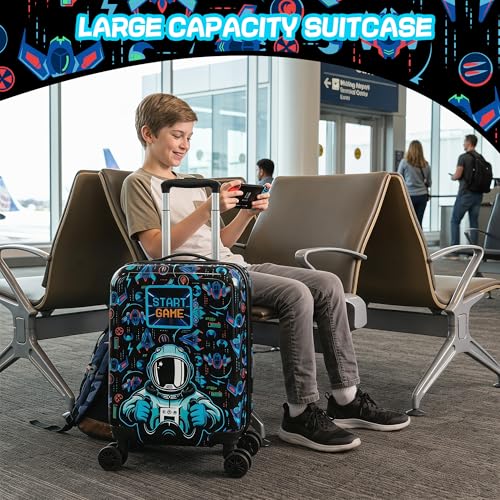 Image of Kid's Luggage Set 5 Piece Suitcase Set 16 inch Hardside Luggage with Spinner Wheels Boys Carry on Luggage Travel Rolling Luggage Airline Approved