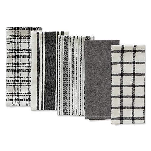 Dii Assorted Woven, Kitchen Dishtowel Set, 18X28, Black, 5 Piece #TOP2