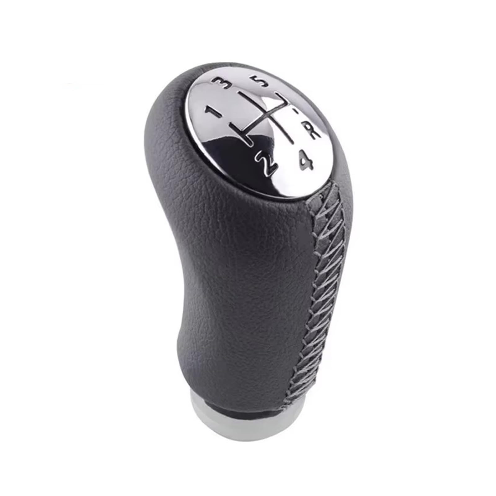 Ouvecr Chrome Gray Stitch Car Shift Gear Knob Handle For Scenic Ii For Mk2 For Megane 2 Mk For Clio Iii Mk3 Shifter Stick Headball Pen Ball Mt Gear Shift Knob Gear Shift Cover(Chrome Gray Stitch)